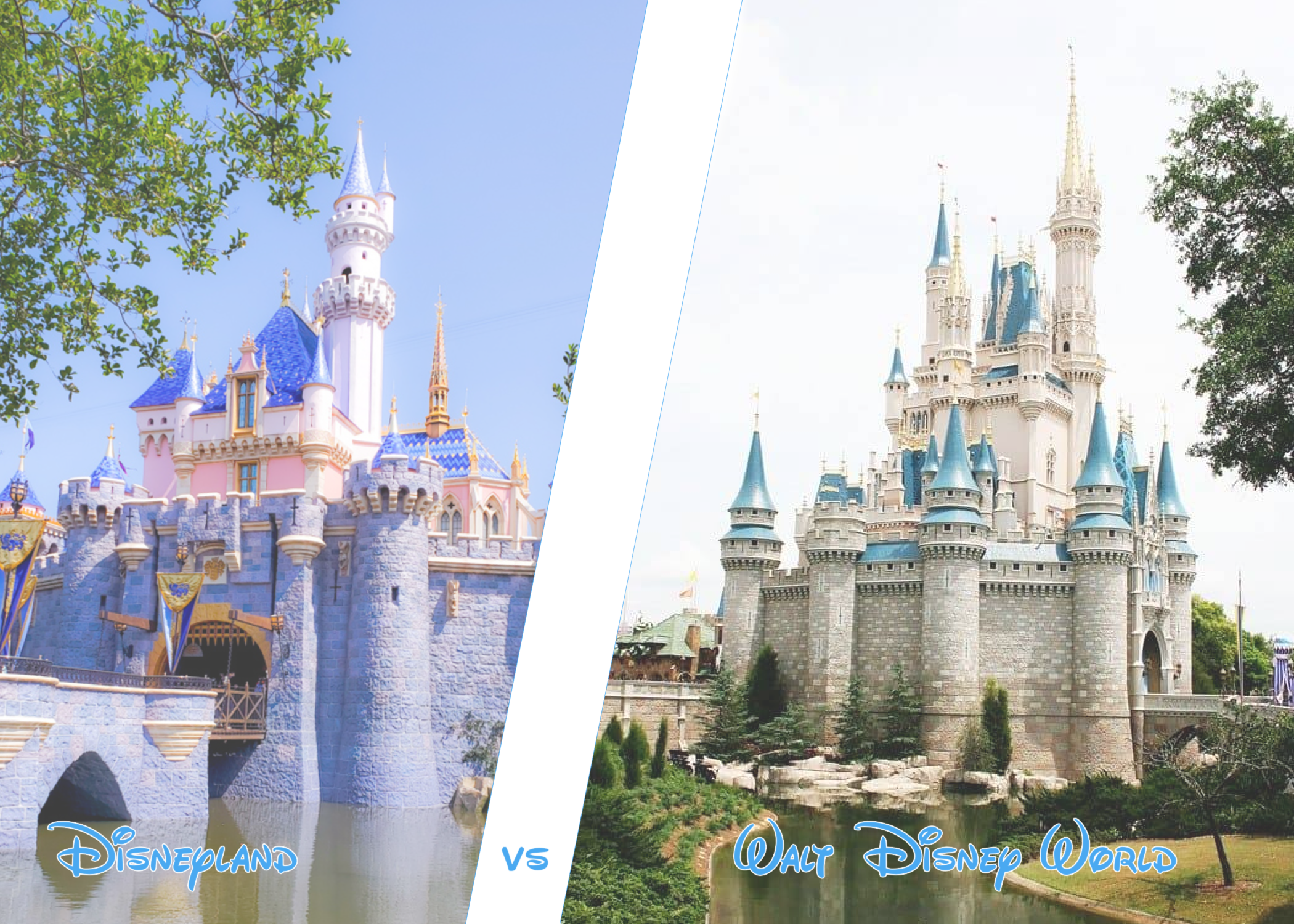 Disneyland Castle next to Walt Disney World Castle
